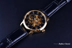 Luxury Skeleton Watch – Black & Gold Mechanical Edition