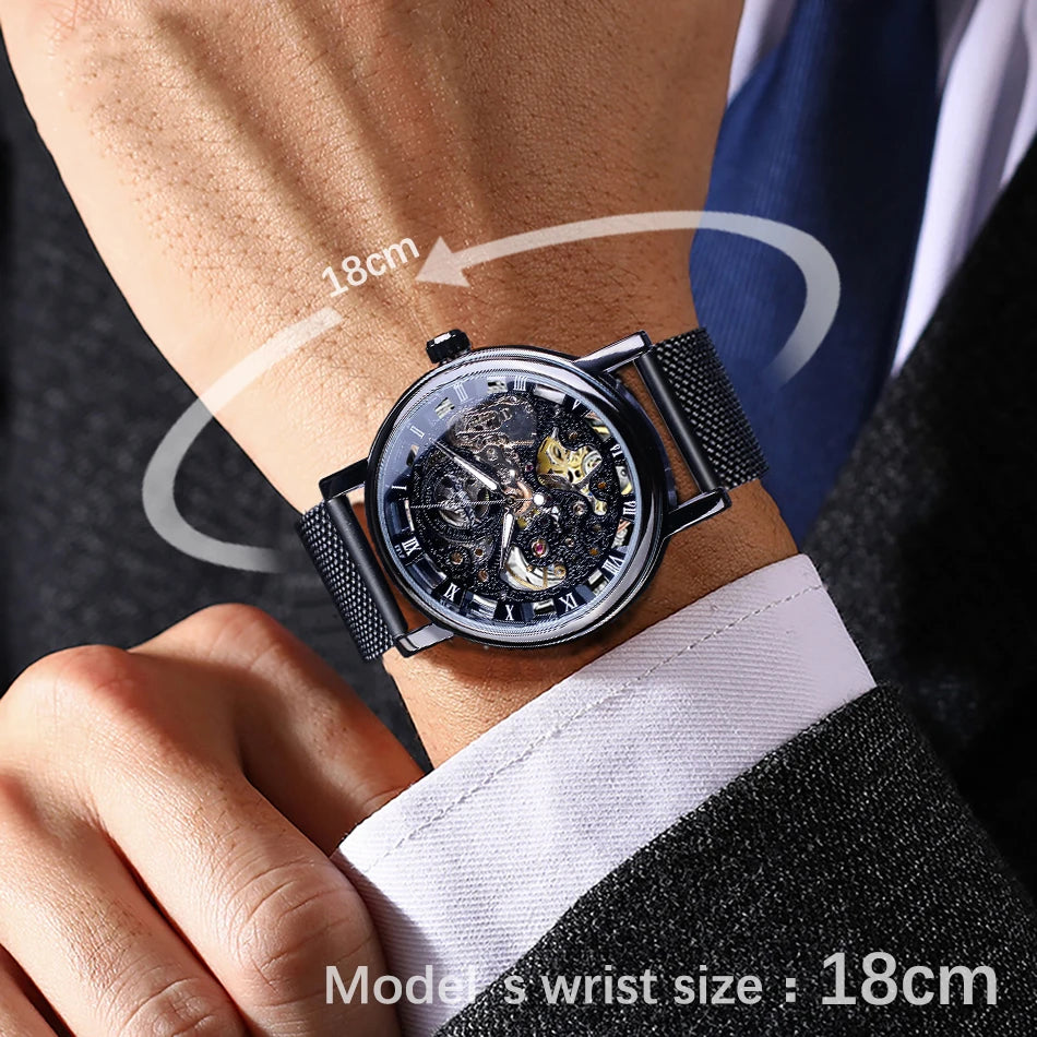 Reloj de Lujo con Esqueleto Dorado