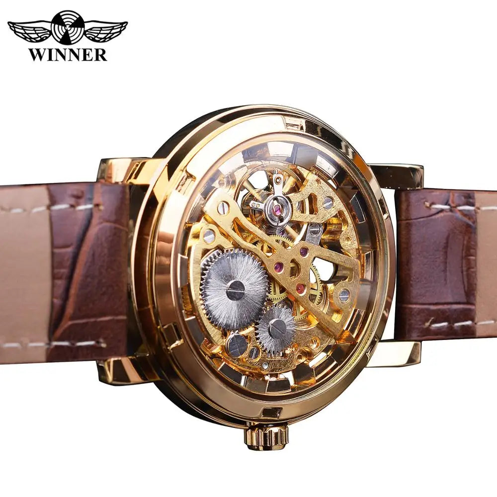 Gold Skeleton Luxury Watch