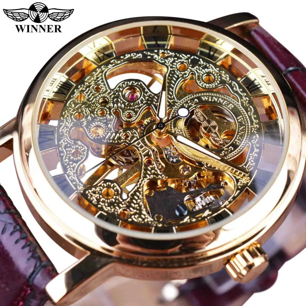 Reloj de Lujo con Esqueleto Dorado