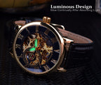 Luxury Skeleton Watch – Black & Gold Mechanical Edition