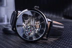 Luxury Skeleton Watch – Black & Gold Mechanical Edition