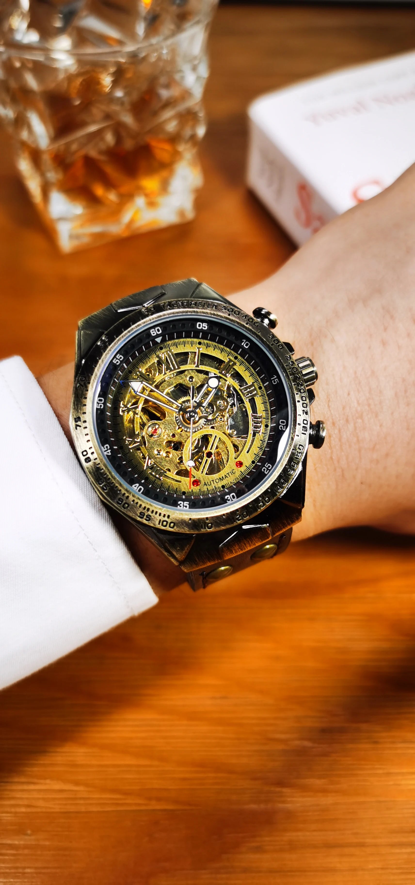 Bronze Skeleton Watch – Retro Steampunk Automatic Edition