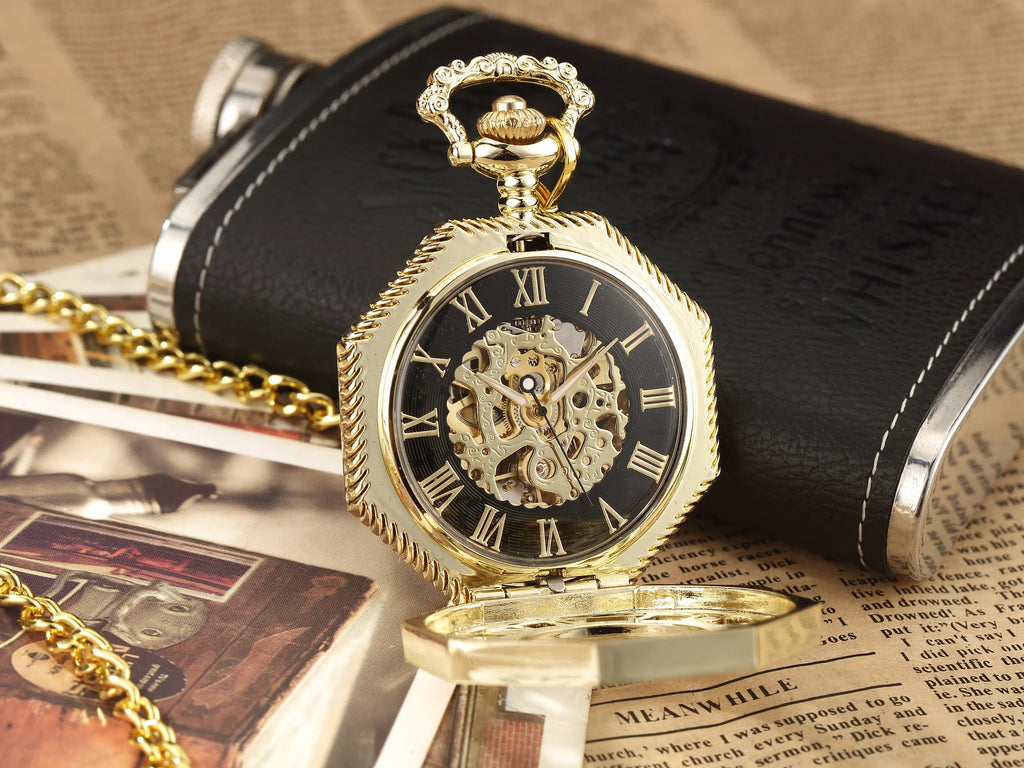 Luxury Skeleton Hexagonal Pocket Watch