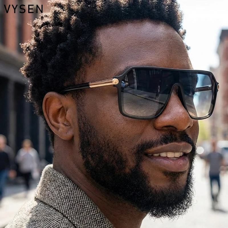 Luxury Shield Oversized Sunglasses – Men’s Vintage Metal Frame UV400