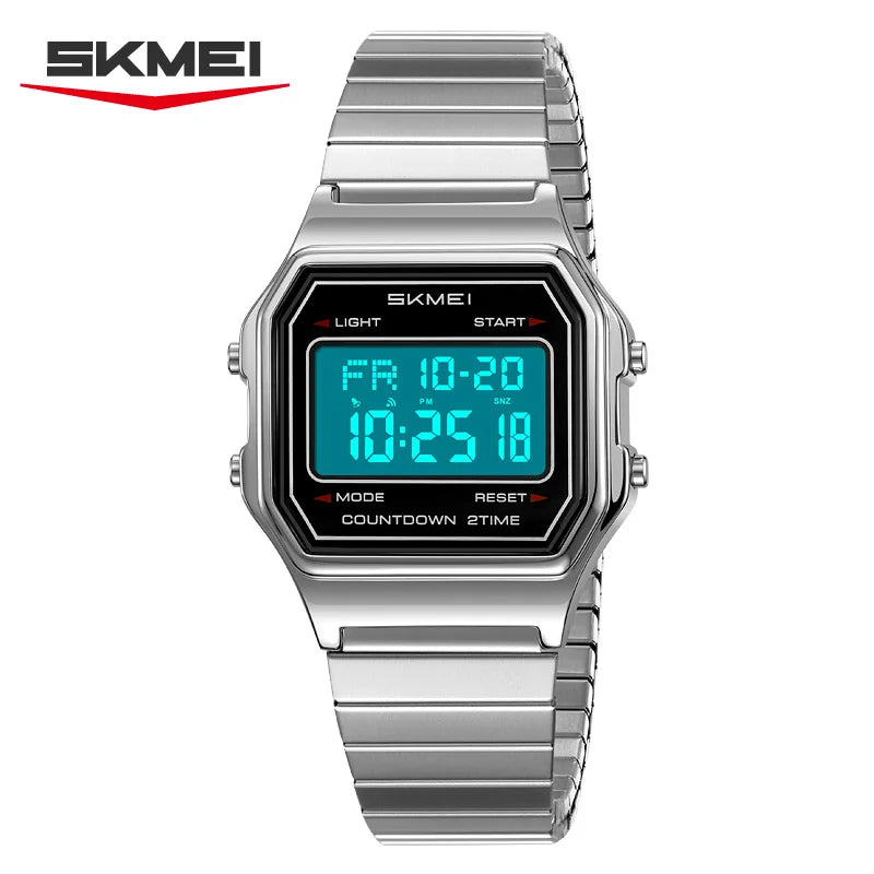 Classic Steel Digital Watch – Minimal Retro Style