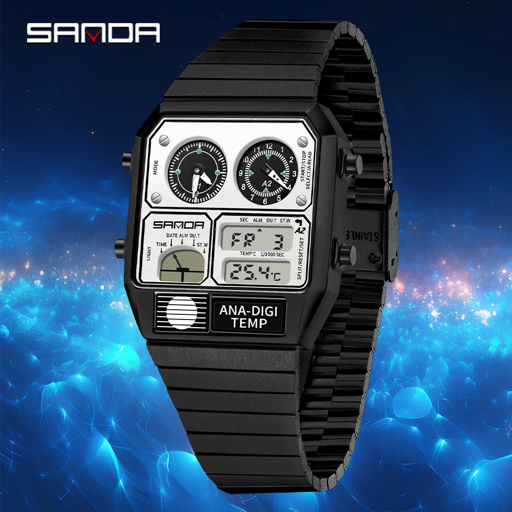 Vintage Dual Display Watch – Analog Digital Fusion Edition