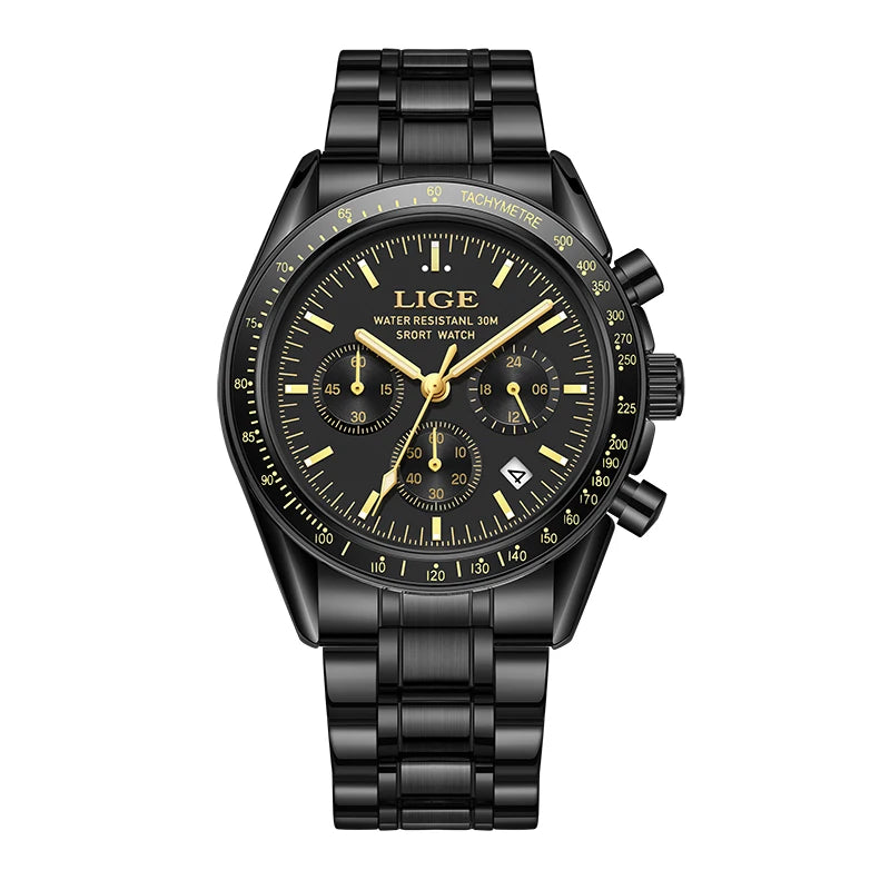 Blue Dial Chronograph Watch – Steel Business Edition