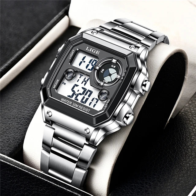 Luxury Steel Digital Watch – Military Waterproof Edition