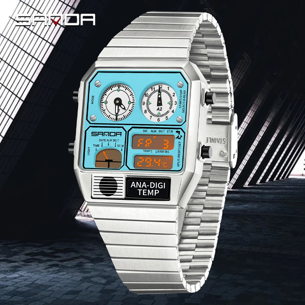 Vintage Dual Display Watch – Analog Digital Fusion Edition