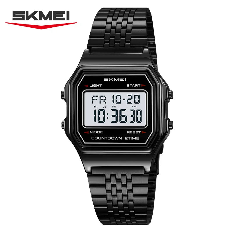 Classic Steel Digital Watch – Minimal Retro Style