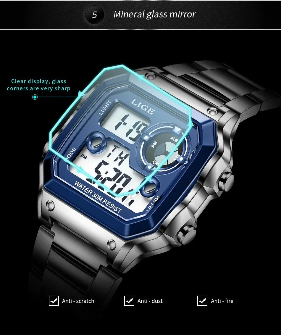 Reloj digital de acero de lujo – Edición militar sumergible