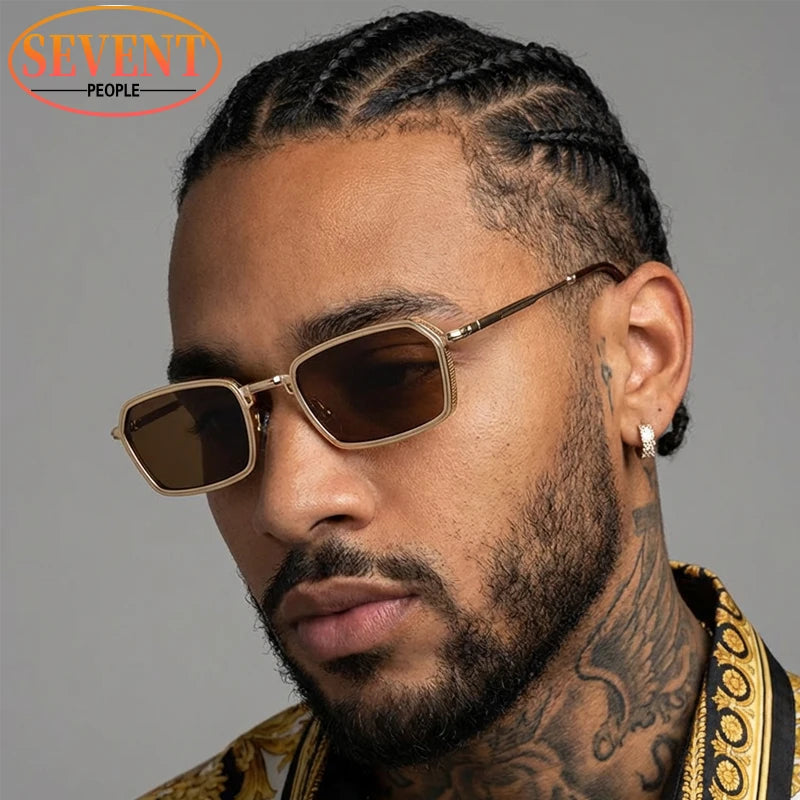Retro Rectangle Sunglasses – Luxury UV400 (Men)