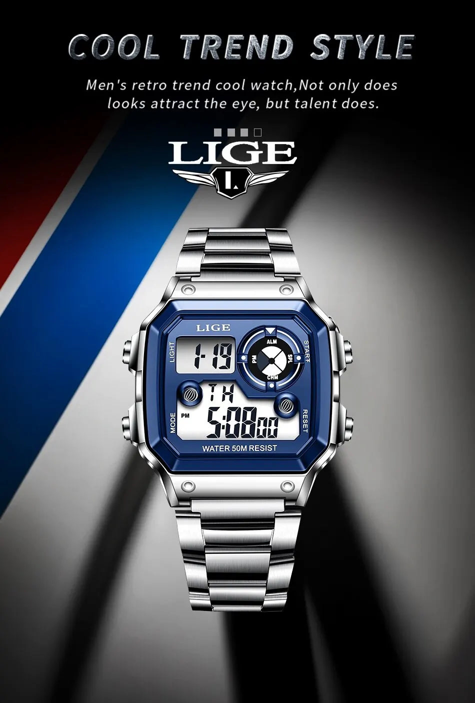 Reloj digital de acero de lujo – Edición militar sumergible