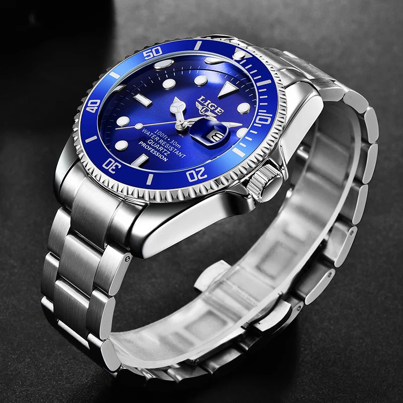 Blue Diver Watch – Stainless Steel Edition