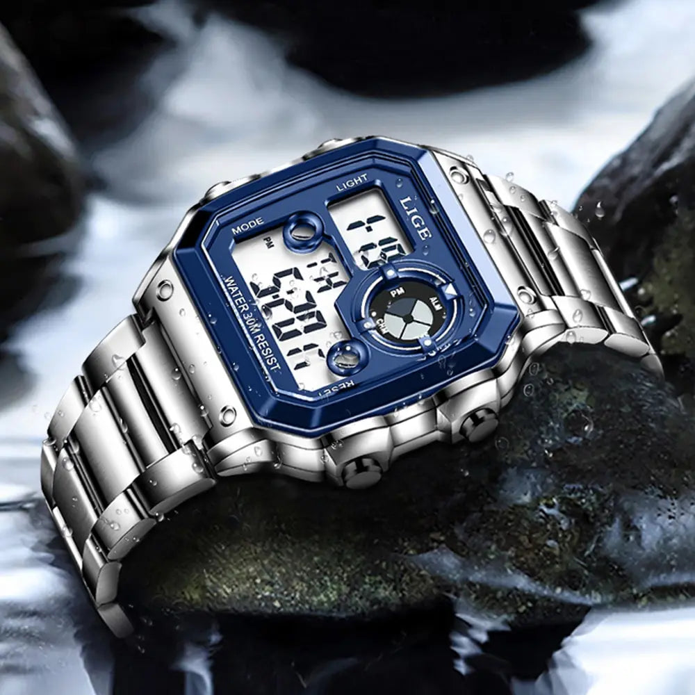 Luxury Steel Digital Watch – Military Waterproof Edition