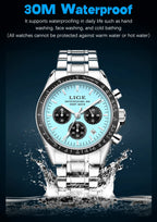 Blue Dial Chronograph Watch – Steel Business Edition