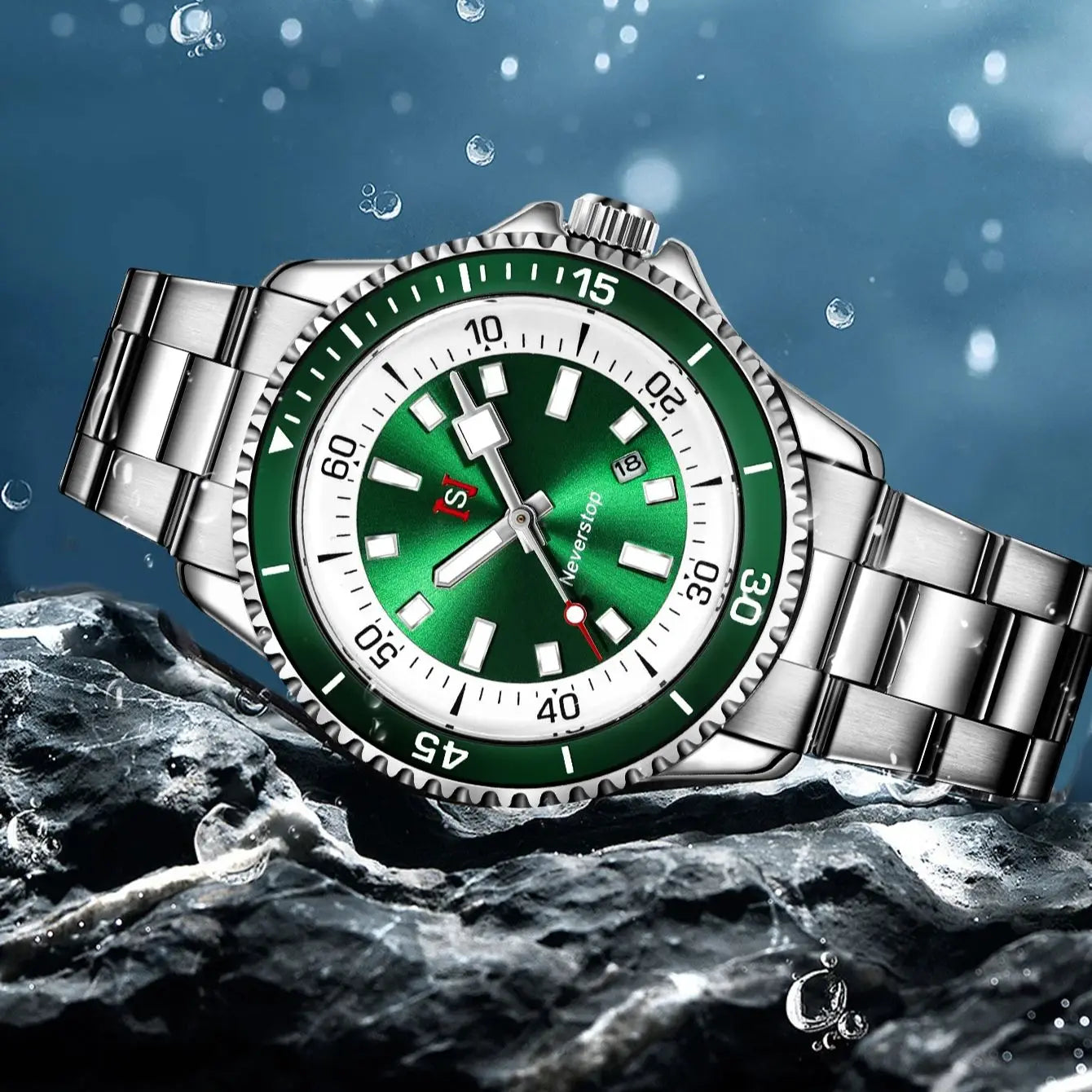 Premium Green Diver Watch – Steel Waterproof