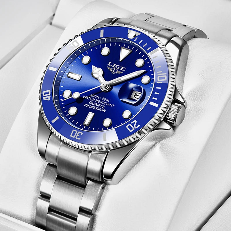 Blue Diver Watch – Stainless Steel Edition
