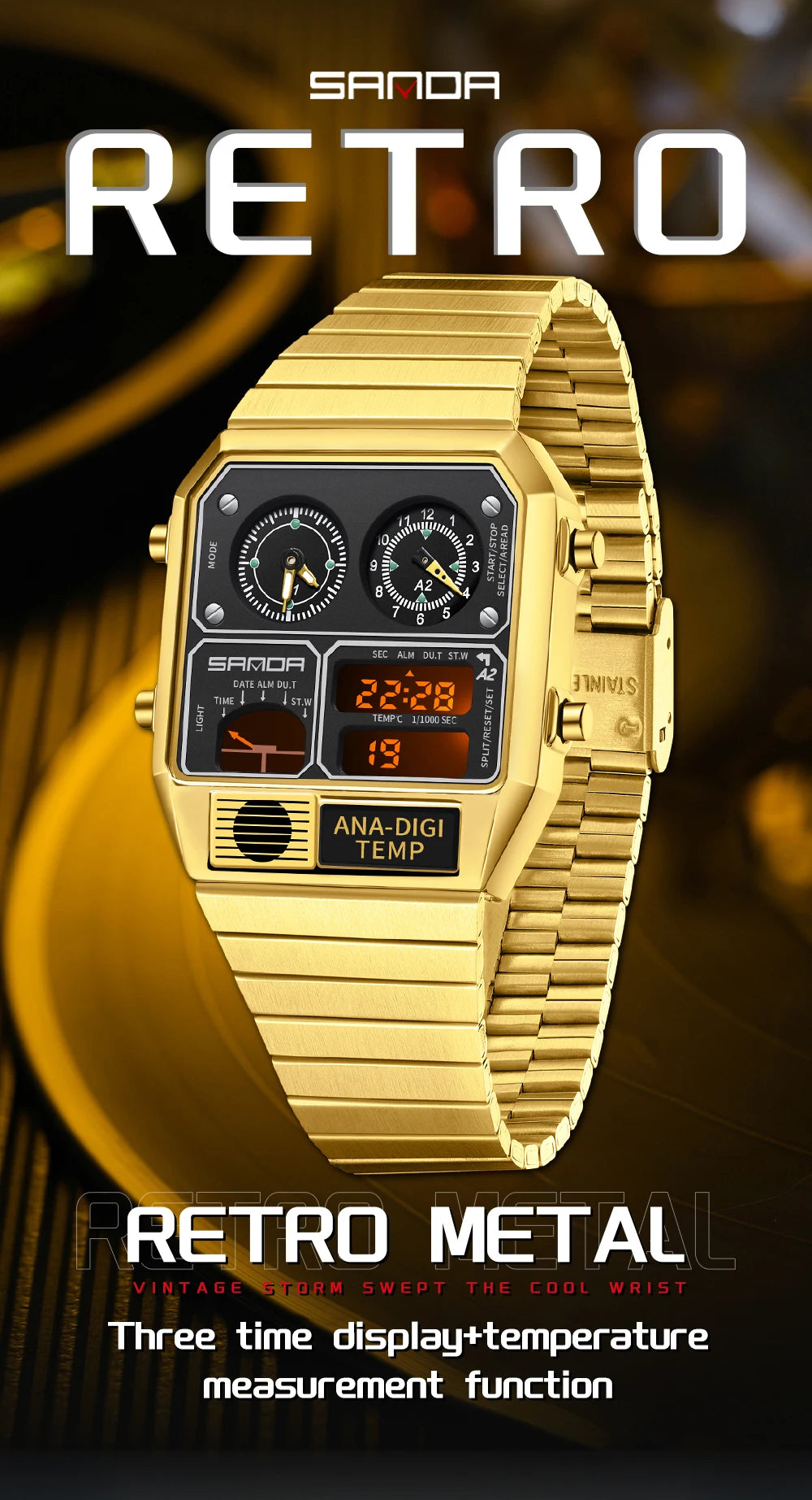 Vintage Dual Display Watch – Analog Digital Fusion Edition