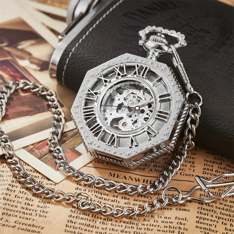 Luxury Skeleton Hexagonal Pocket Watch