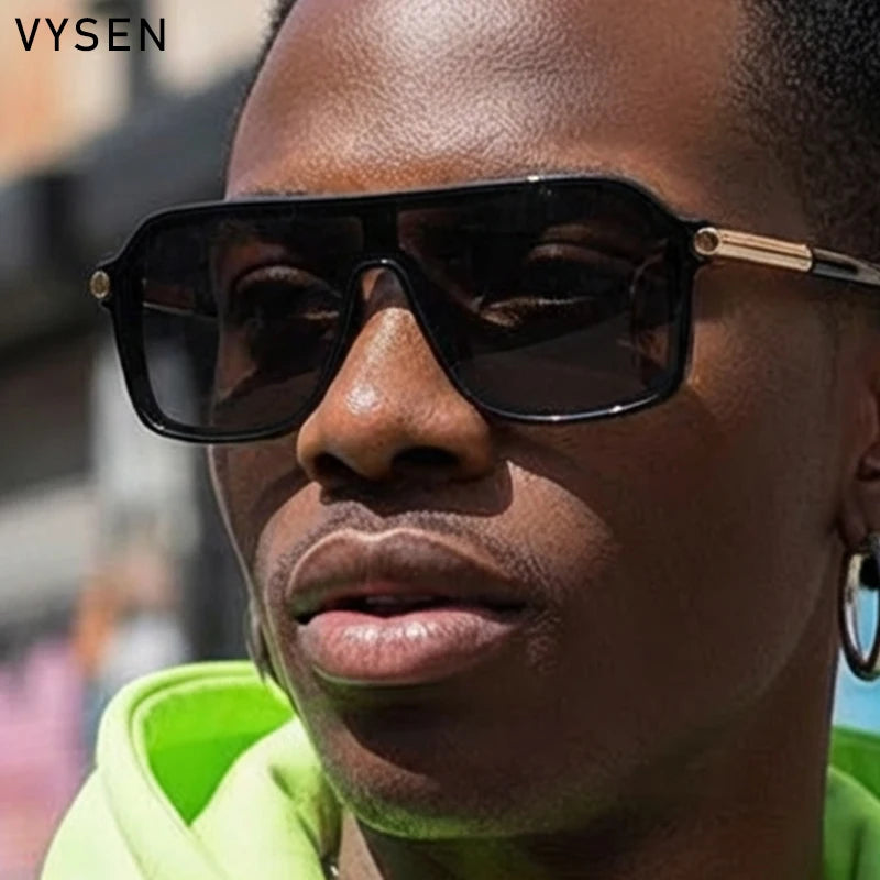 Luxury Shield Oversized Sunglasses – Men’s Vintage Metal Frame UV400