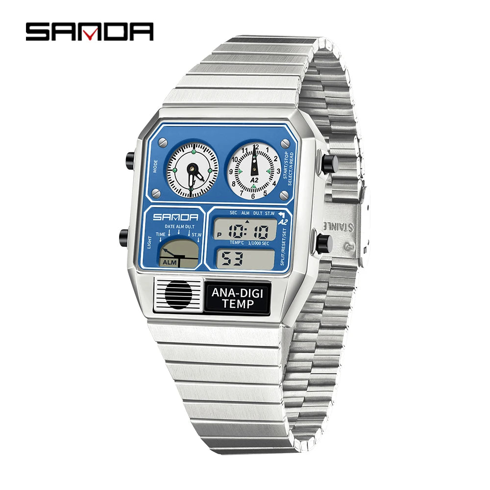 Vintage Dual Display Watch – Analog Digital Fusion Edition
