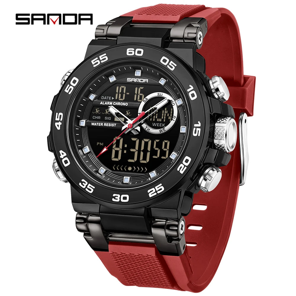 Premium Stainless Steel Sport Watch – Dual Display