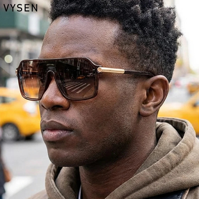 Luxury Shield Oversized Sunglasses – Men’s Vintage Metal Frame UV400