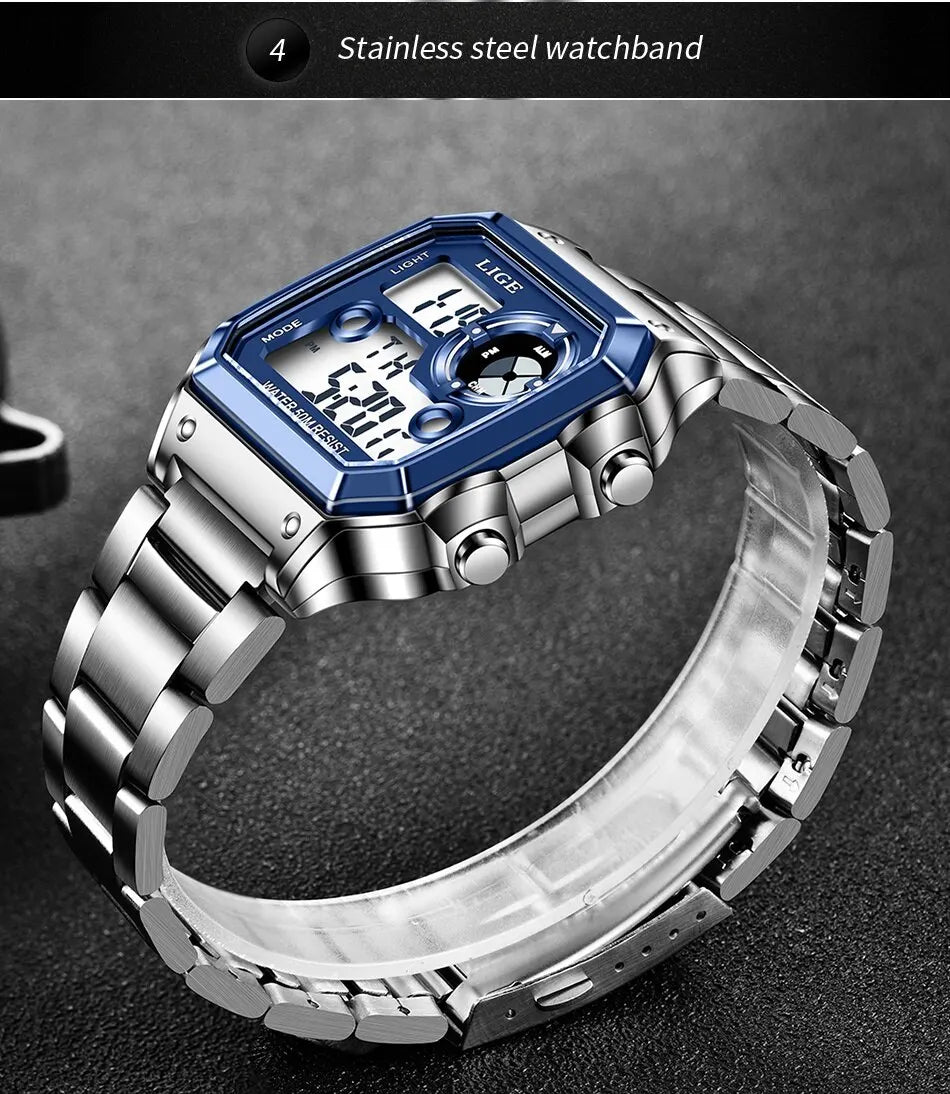 Reloj digital de acero de lujo – Edición militar sumergible