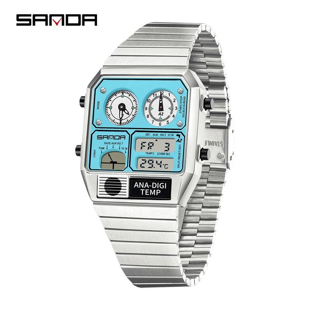 Vintage Dual Display Watch – Analog Digital Fusion Edition