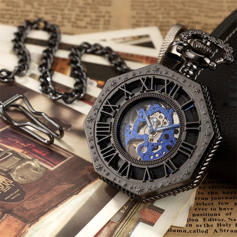 Luxury Skeleton Hexagonal Pocket Watch