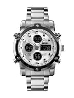 Reloj híbrido de lujo de acero – Hora dual analógica y digital