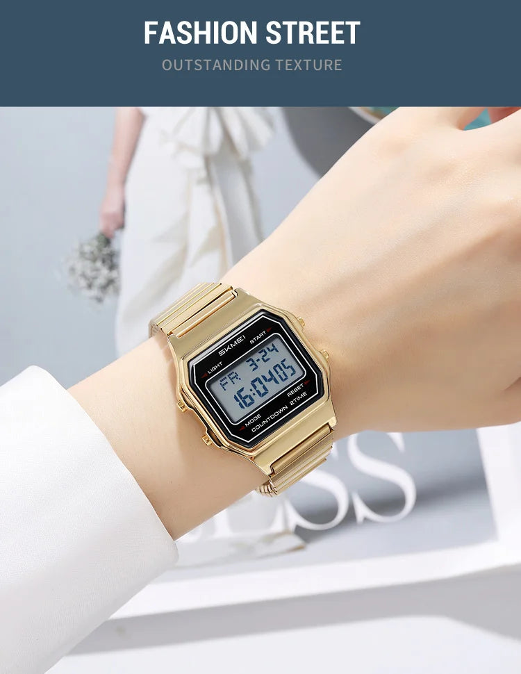 Classic Steel Digital Watch – Minimal Retro Style