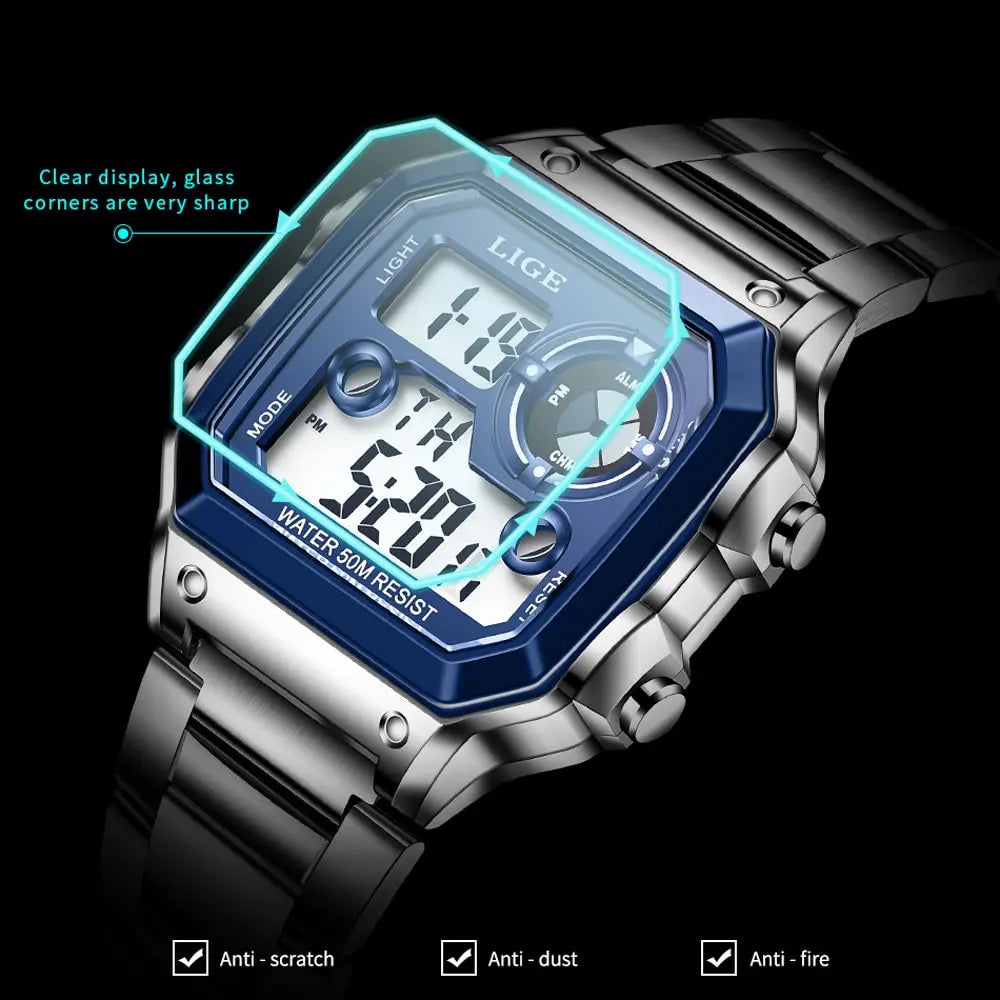 Reloj digital de acero de lujo – Edición militar sumergible