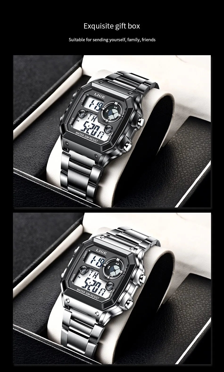 Reloj digital de acero de lujo – Edición militar sumergible