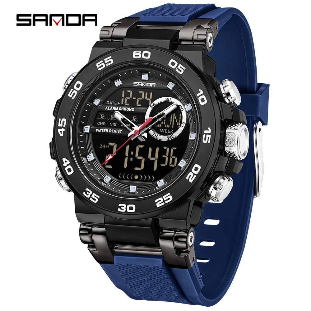 Premium Stainless Steel Sport Watch – Dual Display