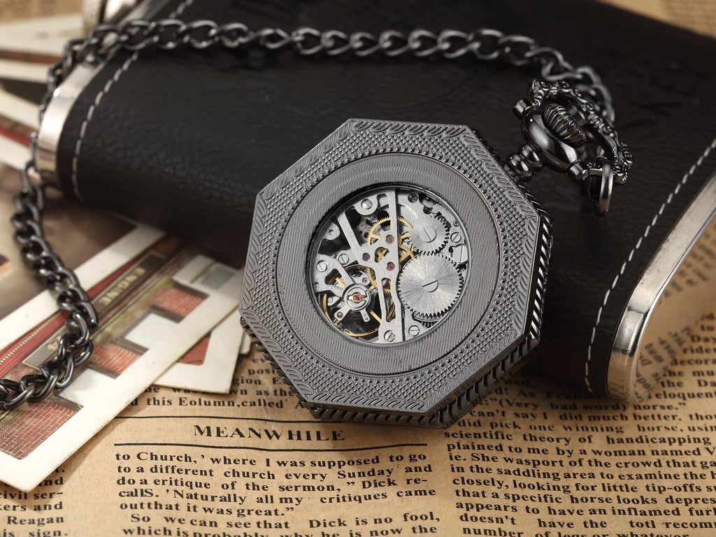 Luxury Skeleton Hexagonal Pocket Watch