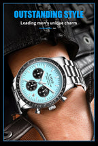Blue Dial Chronograph Watch – Steel Business Edition