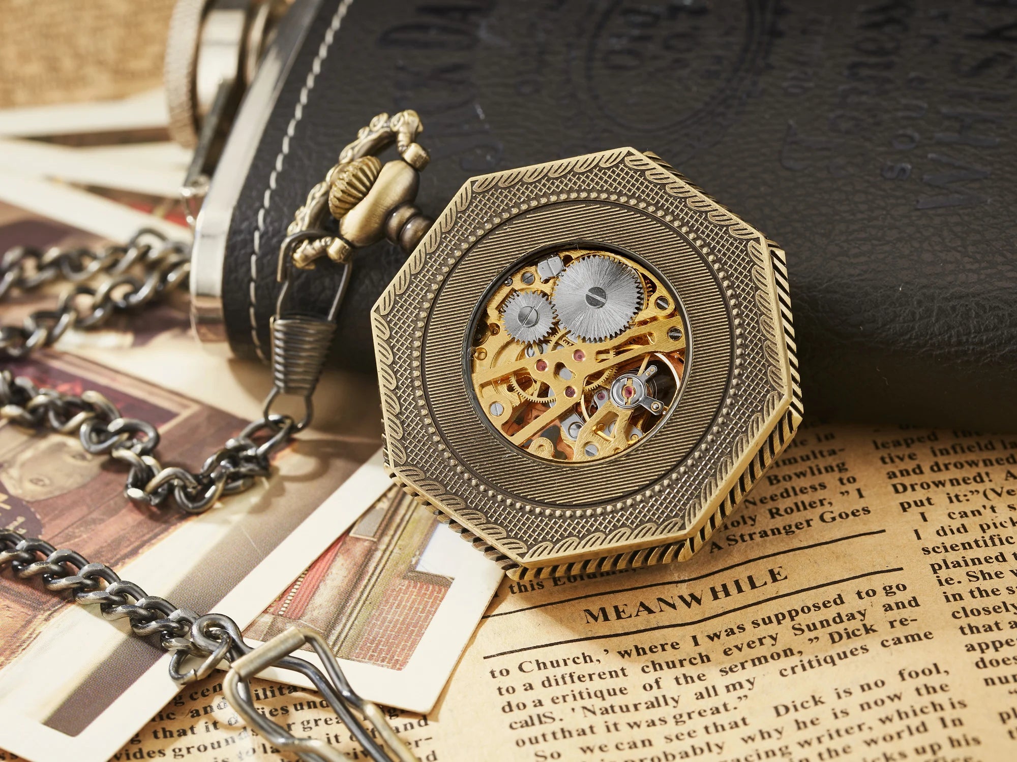 Luxury Skeleton Hexagonal Pocket Watch