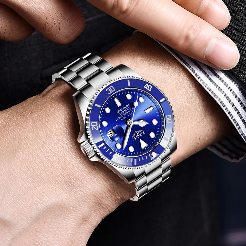 Blue Diver Watch – Stainless Steel Edition