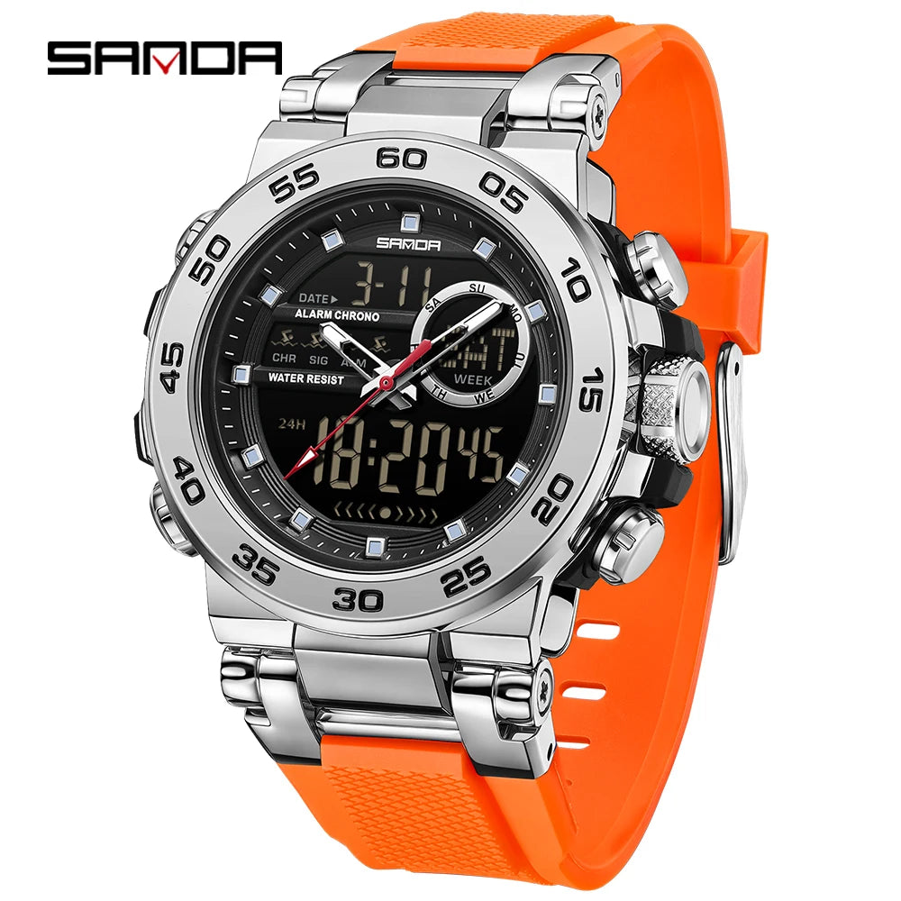Premium Stainless Steel Sport Watch – Dual Display