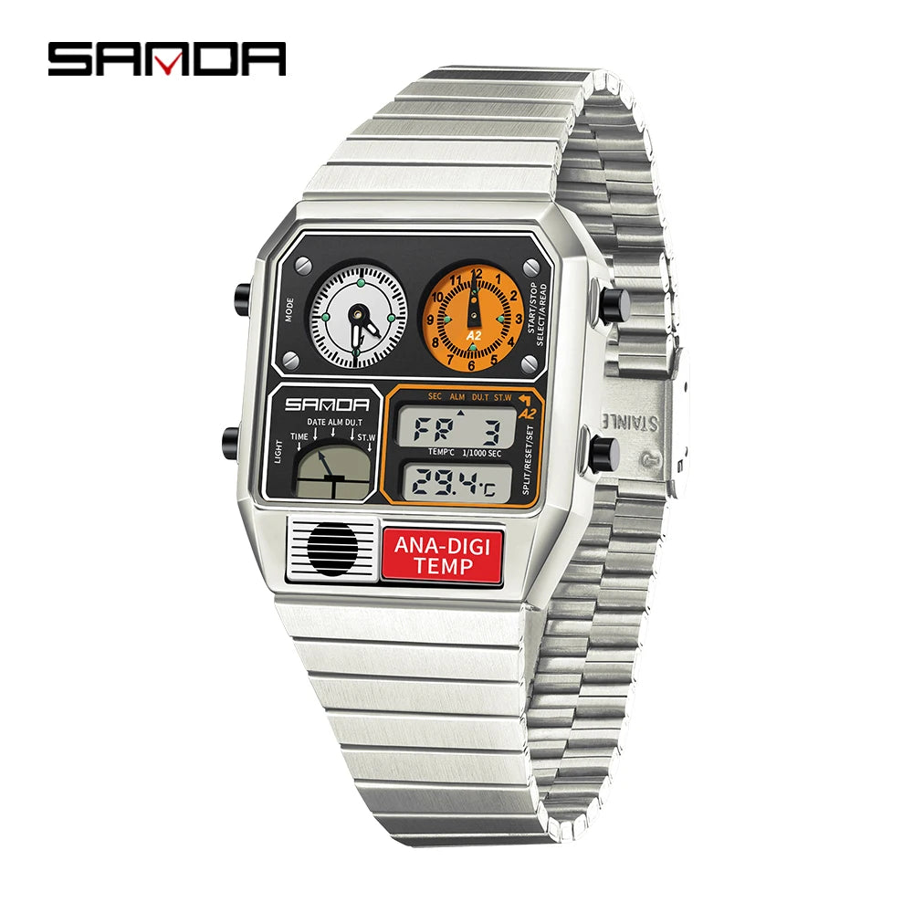 Vintage Dual Display Watch – Analog Digital Fusion Edition