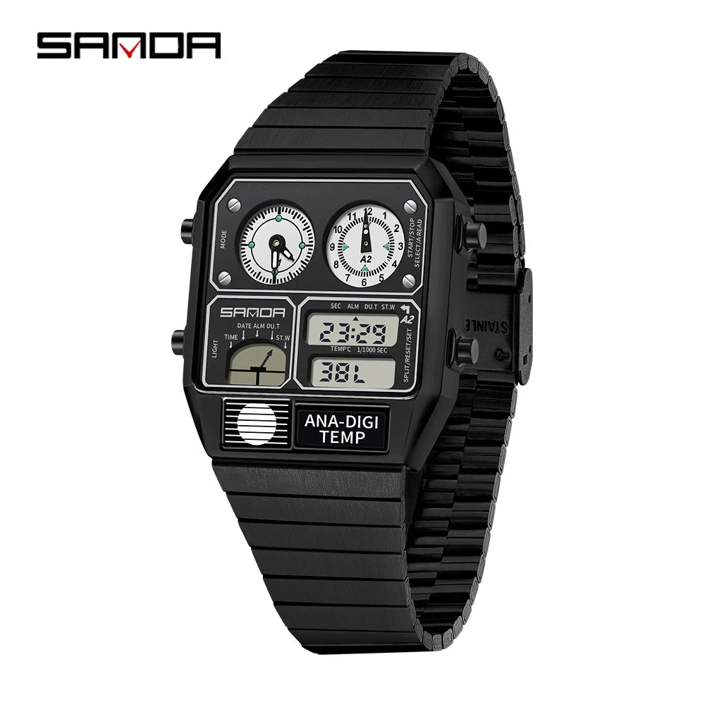 Vintage Dual Display Watch – Analog Digital Fusion Edition