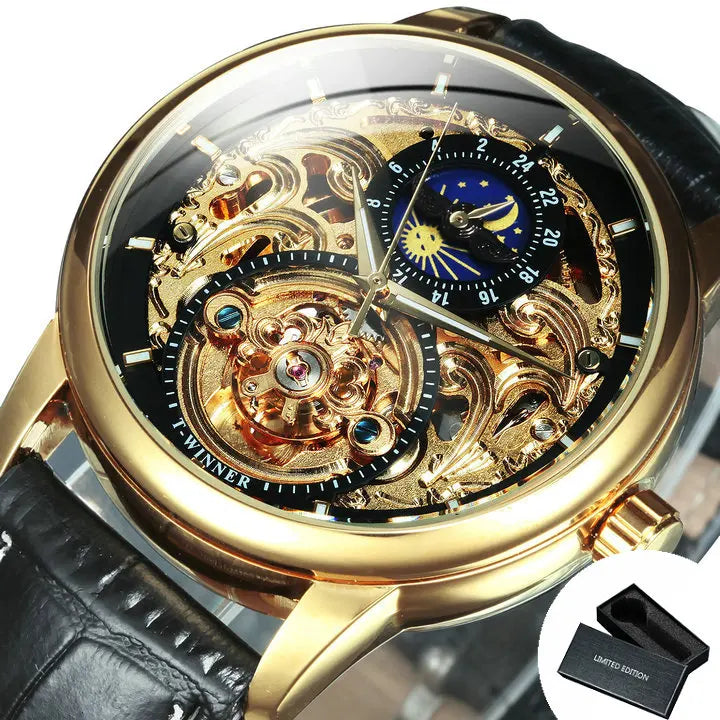 Luxury Tourbillon Skeleton Watch – Gold Automatic Edition