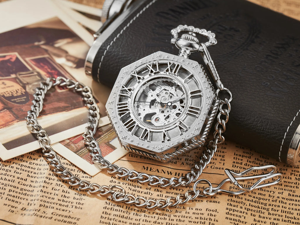 Luxury Skeleton Hexagonal Pocket Watch