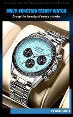 Blue Dial Chronograph Watch – Steel Business Edition