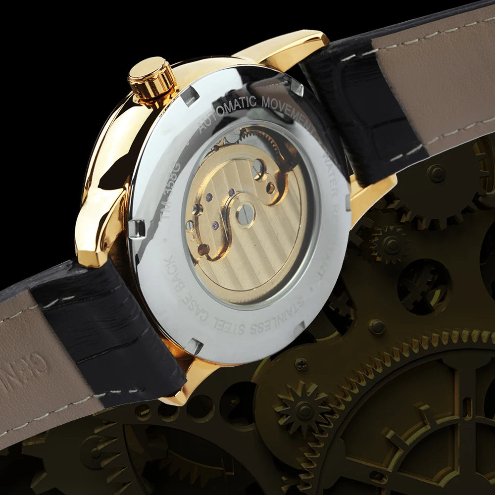 Luxury Tourbillon Skeleton Watch – Gold Automatic Edition