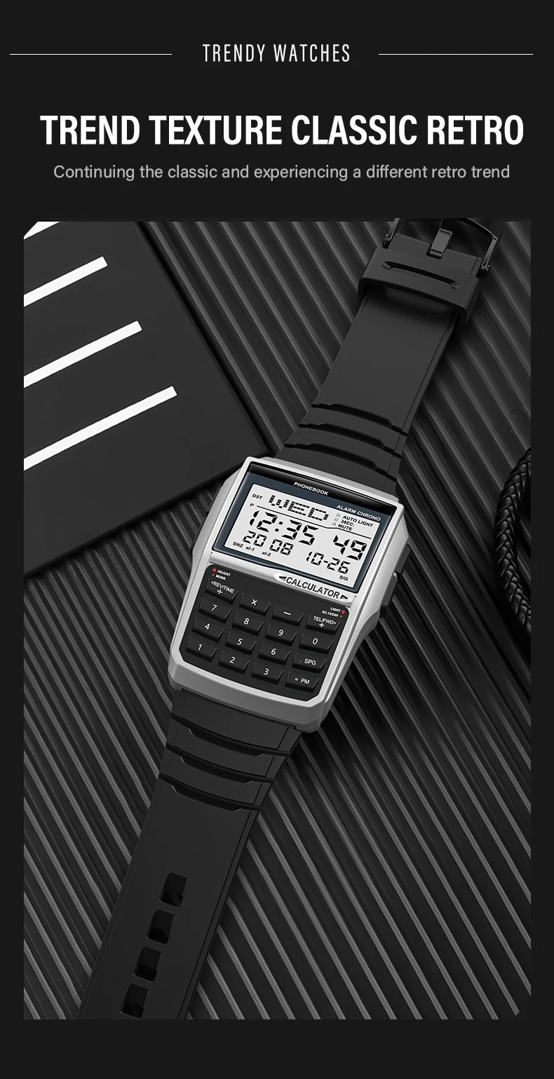 Vintage Calculator Watch – Retro Digital Tech Edition