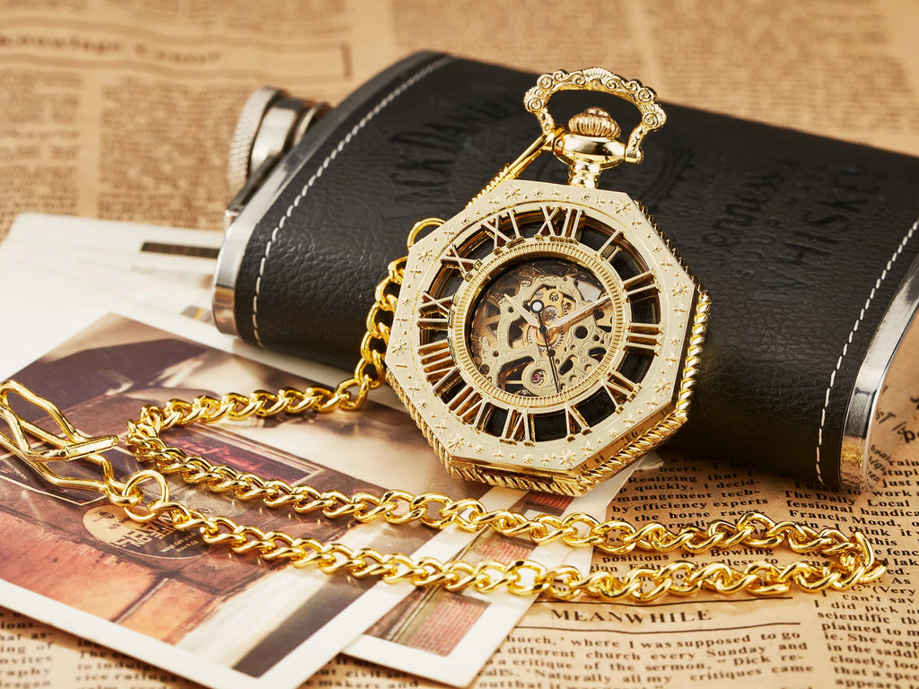 Luxury Skeleton Hexagonal Pocket Watch